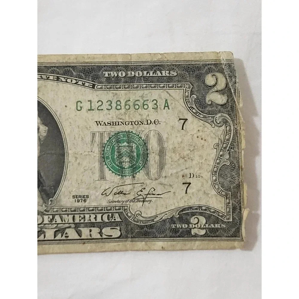 Rare 1976 $2 TWO DOLLAR BILL  G 123 Triple 6's  666 - Picture 3 of 8